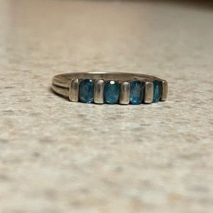 Vintage Sterling Silver Blue Topaz Band Ring | Size 6.5 Thailand